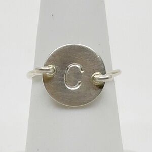 Hand Made Sterling silver C Initial disk Ring - GM736